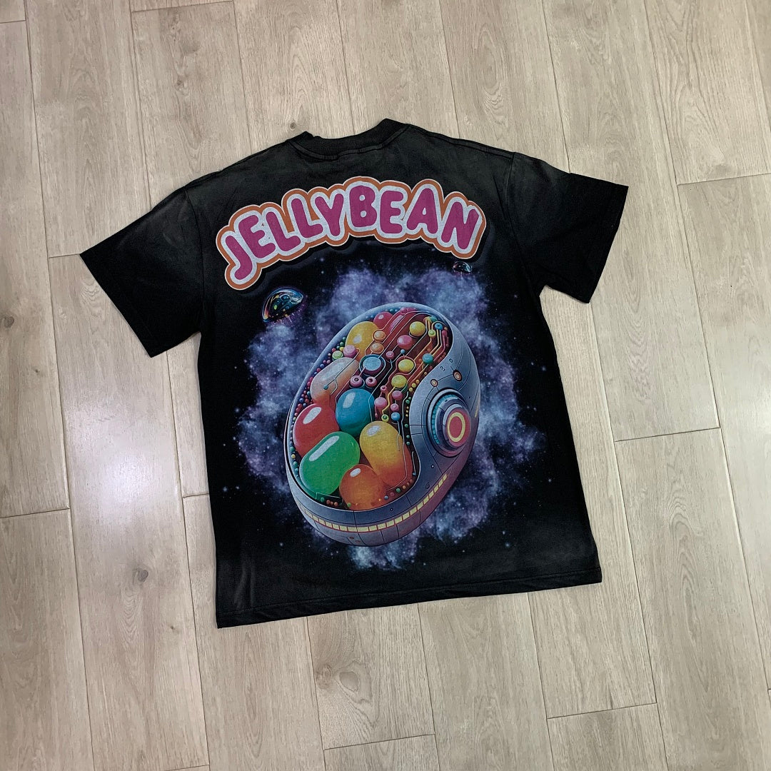 Jellybean Android Oversized Graphic Tee — Washed Black