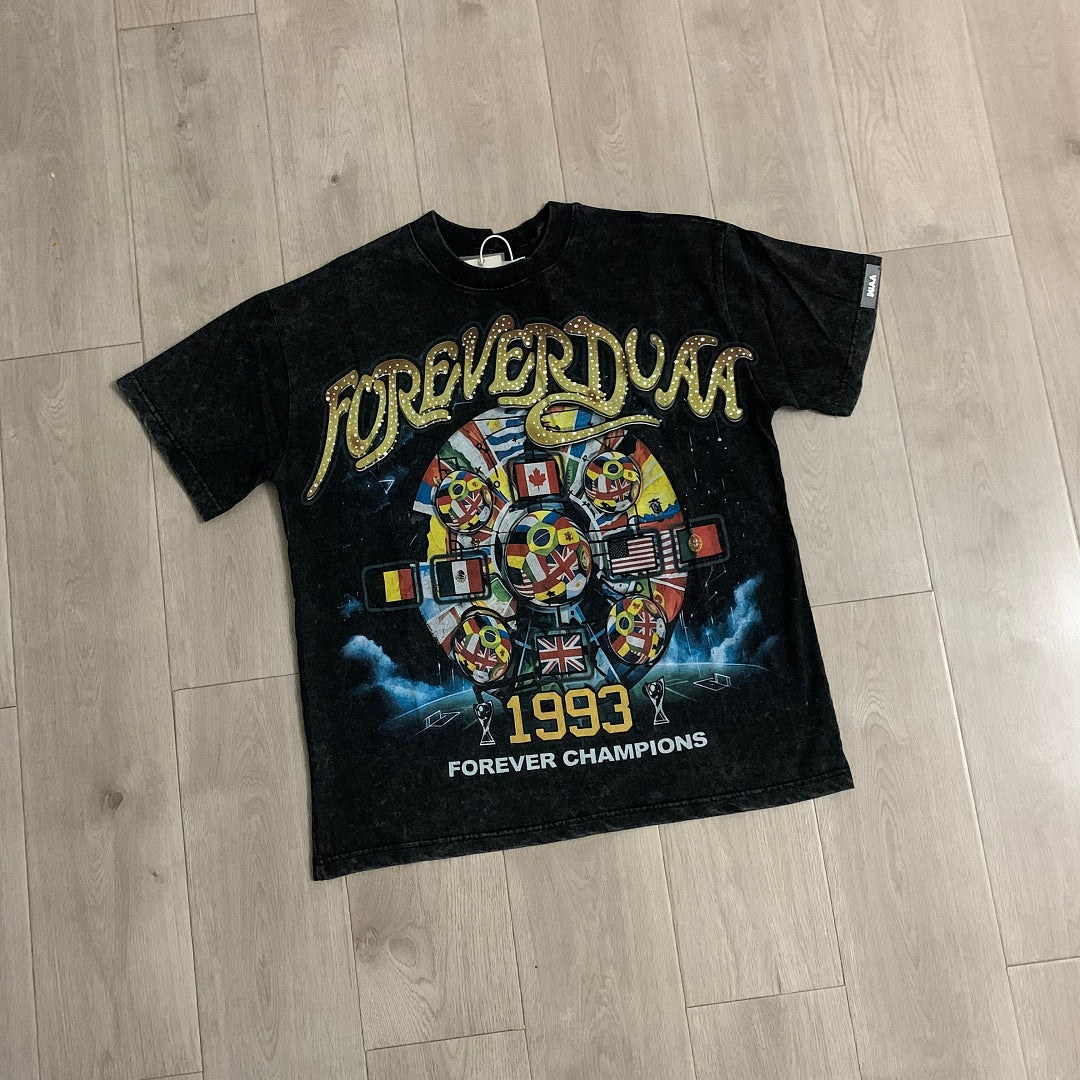 DUAA Forever Champions 1993 Oversized Graphic Tee — Washed Black