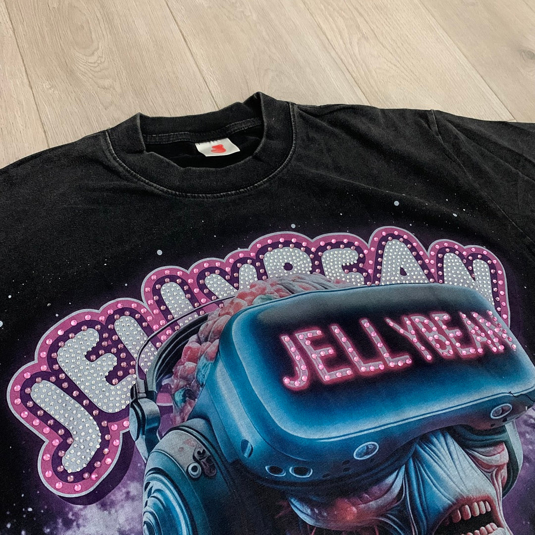 Jellybean Alien VR Oversized Graphic Tee — Washed Black