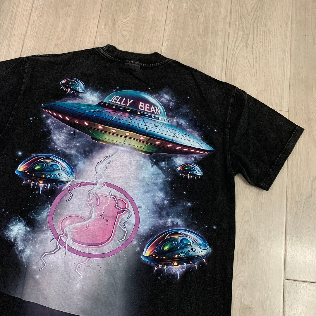 Jellybean Alien VR Oversized Graphic Tee — Washed Black