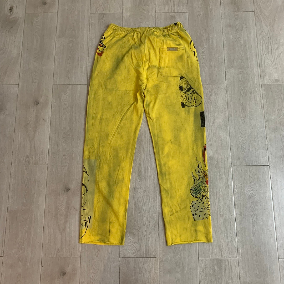 DUAA California 1993 Tattoo Graphic Sweatpants — Washed Yellow