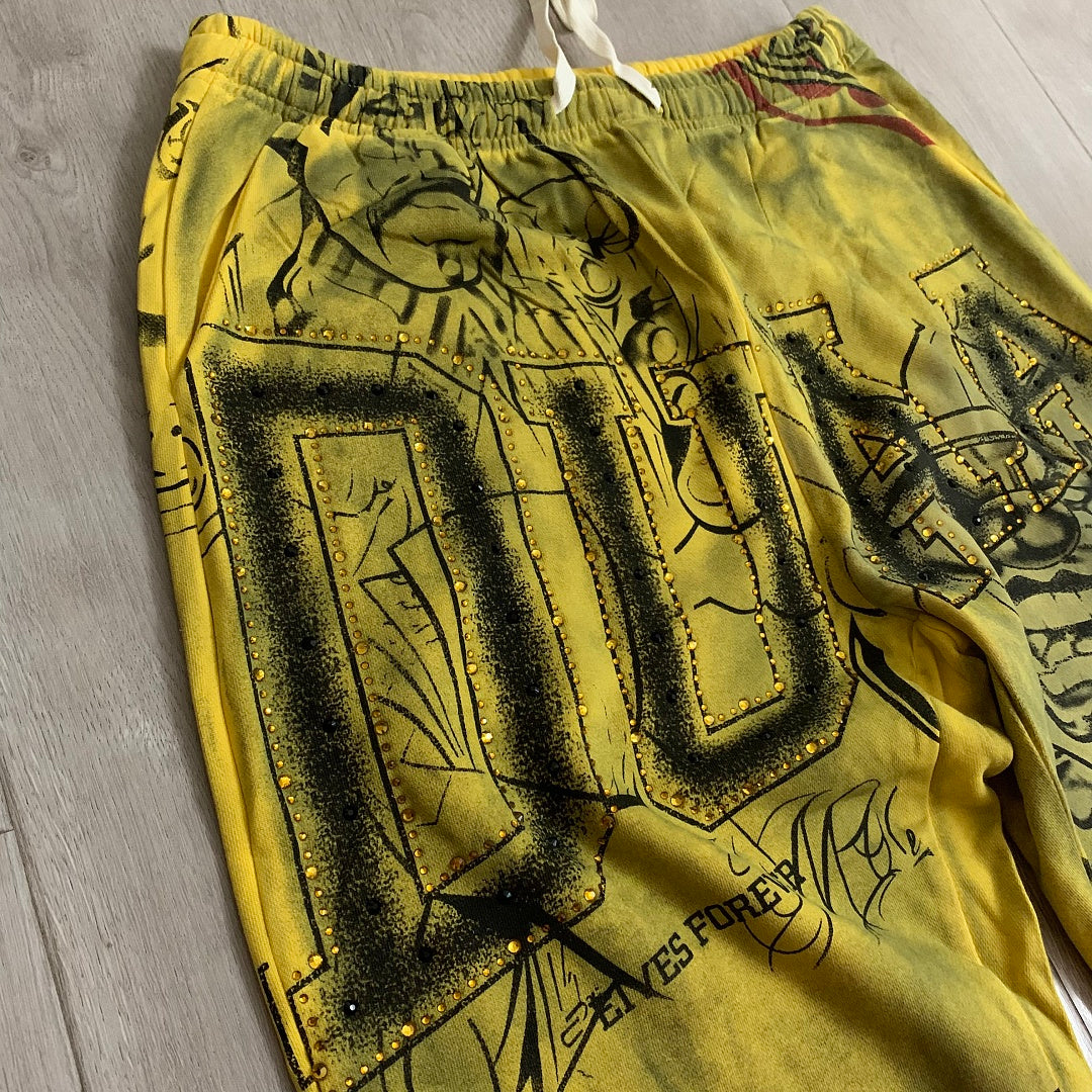 DUAA California 1993 Tattoo Graphic Sweatpants — Washed Yellow