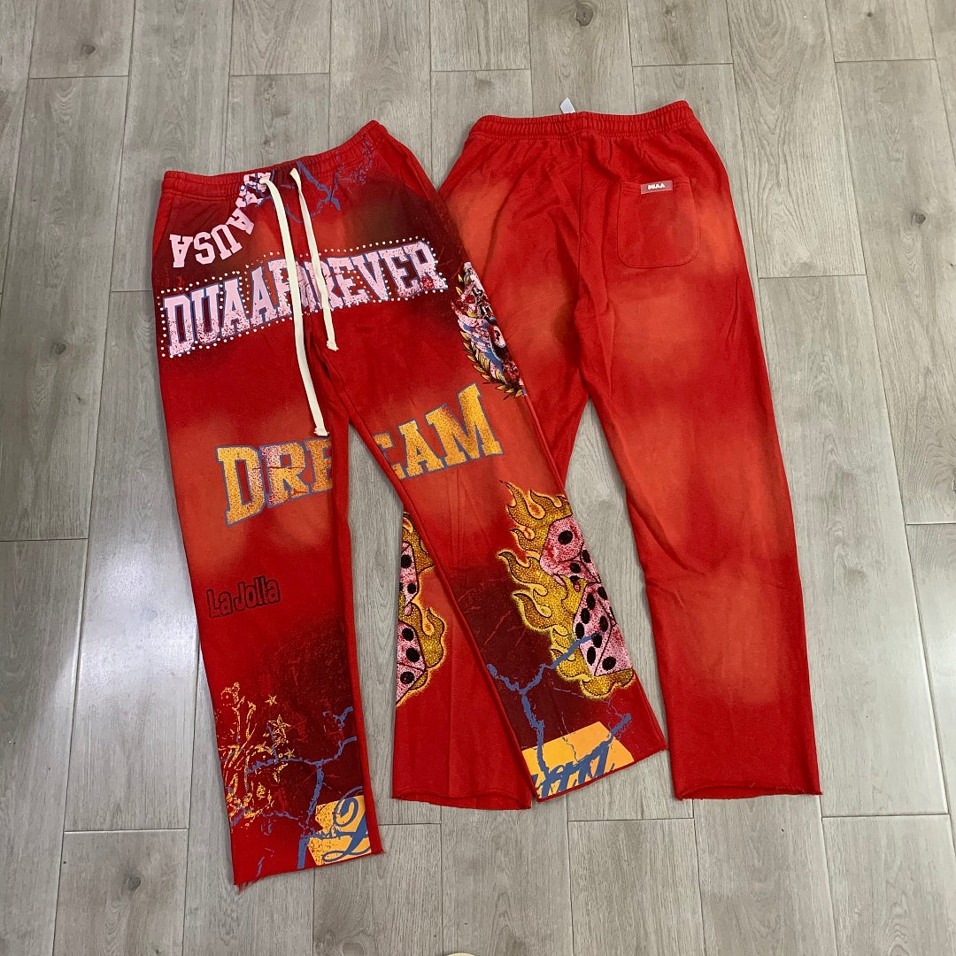 DUAA Forever Dream Graphic Sweatpants — Red
