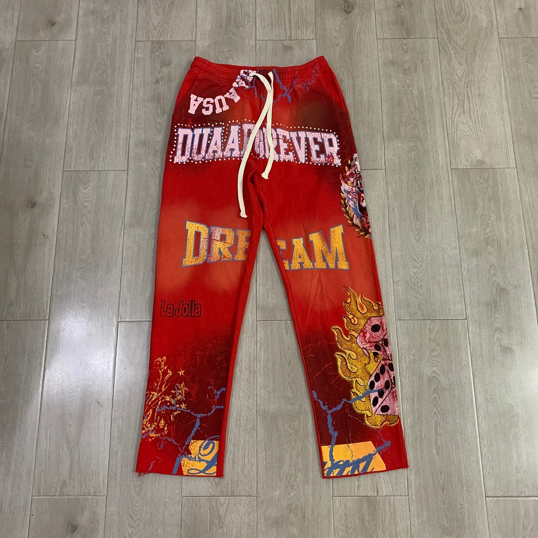 DUAA Forever Dream Graphic Sweatpants — Red