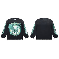 DUAA Pegasus Oversized Long Sleeve Tee — Black