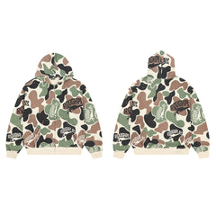 Rough Play All-Over Camo Oversized Zip Hoodie — Cream