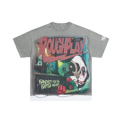 Rough Play The World Is Yours Casino Oversized Graphic Tee — Grey