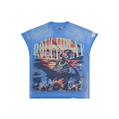 Rough Play Dark Knight Oversized Graphic Tee — Blue