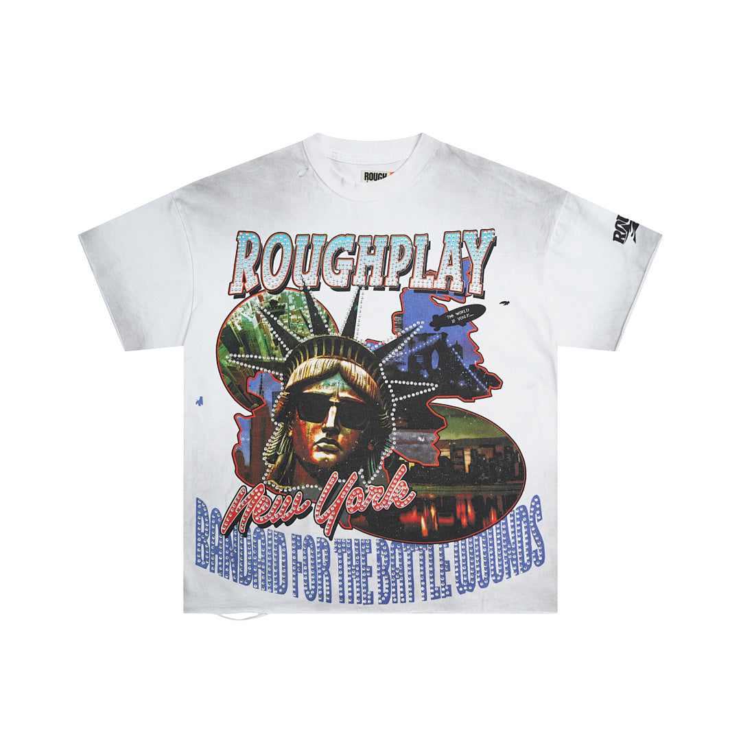 Rough Play New York Liberty Oversized Graphic Tee — White