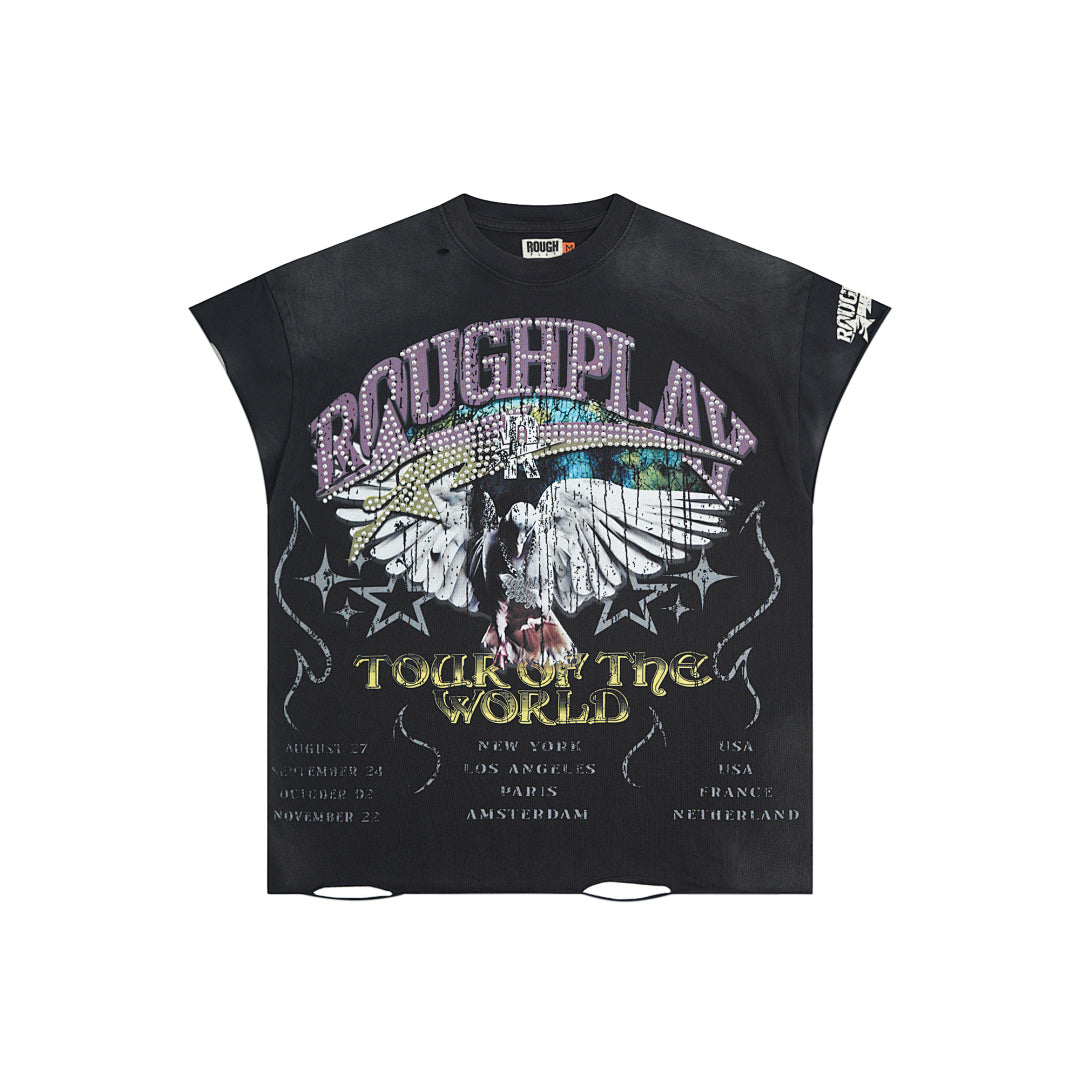 Rough Play Tour of the World Oversized Graphic Tee — Black