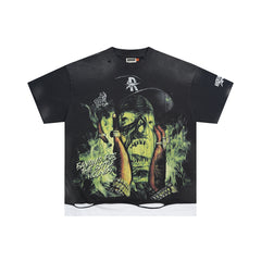 Rough Play Skull Rapper Oversized Graphic Tee — Black