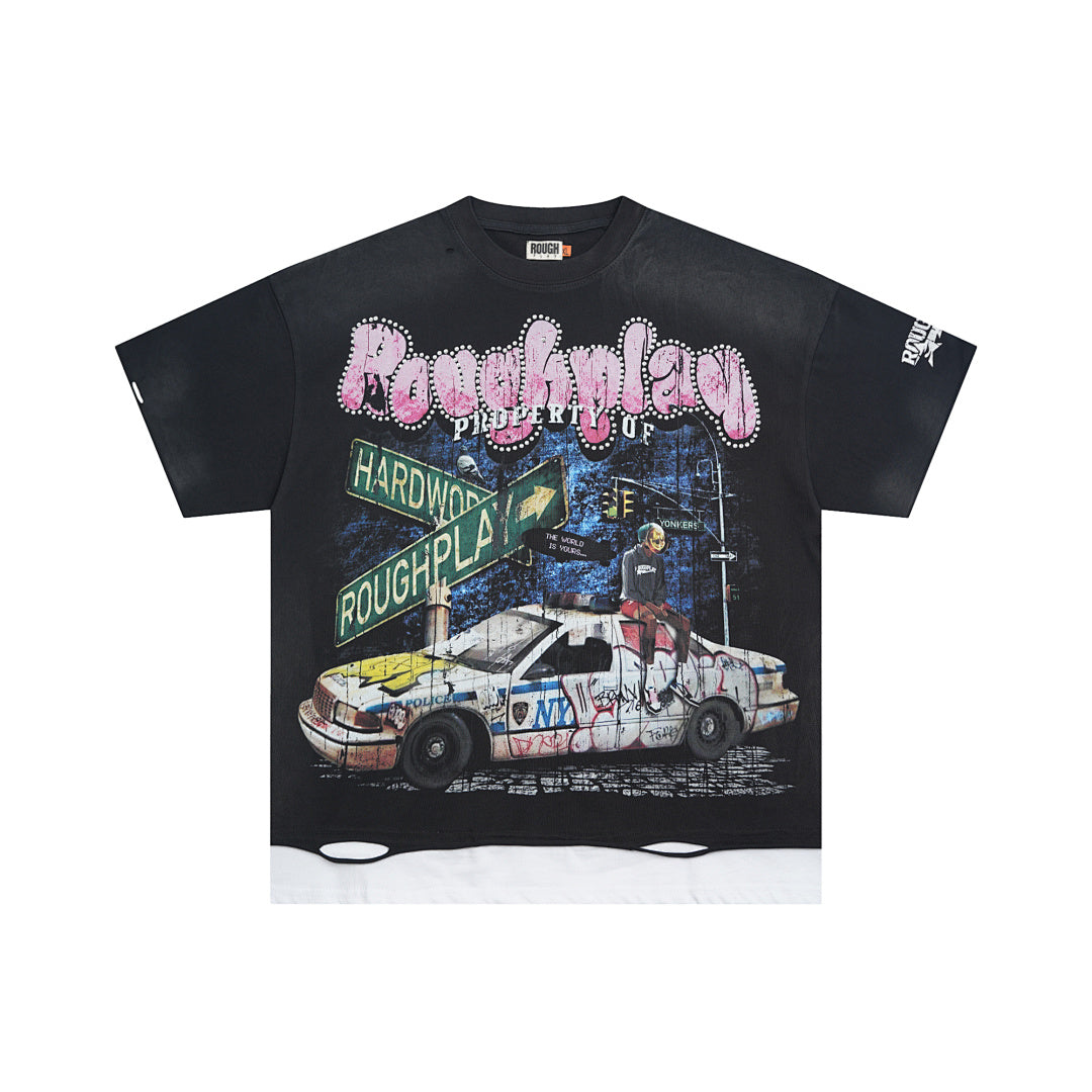 Rough Play We Own the Night Oversized Graphic Tee — Black