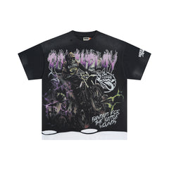 Rough Play Night Rider Oversized Graphic Tee — Black