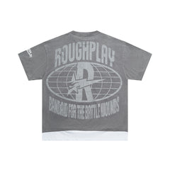 Rough Play Rockstar Gotham City Oversized Graphic Tee — Grey