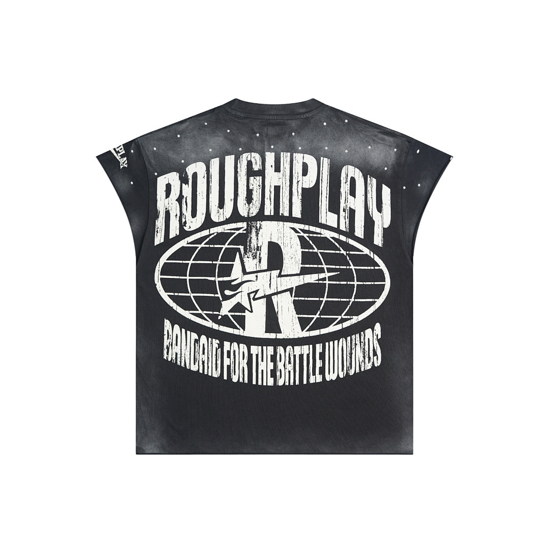 Rough Play Fire Eye Monster Oversized Graphic Tee — Black