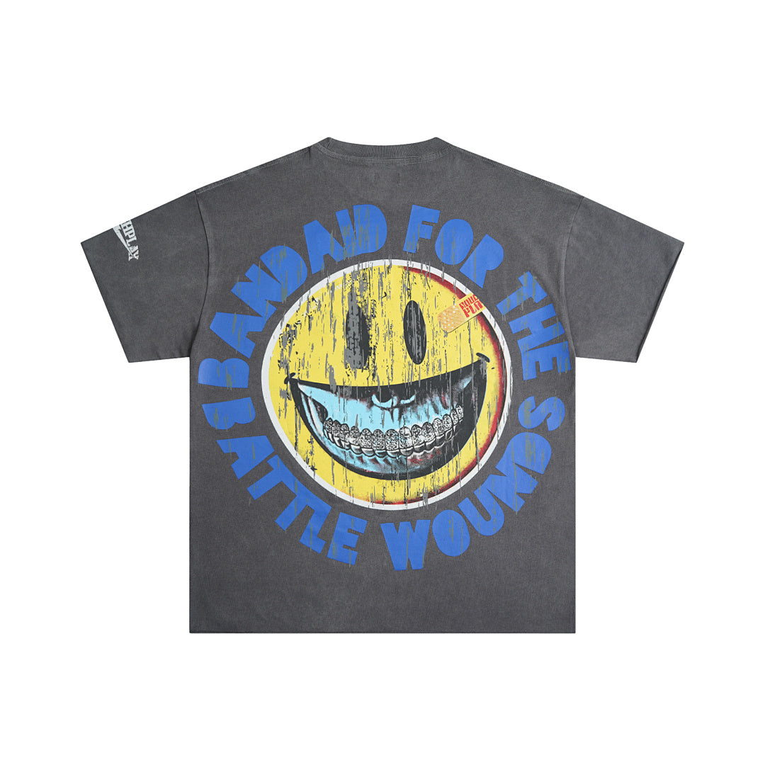 Rough Play Skull Batter Oversized Graphic Tee — Grey