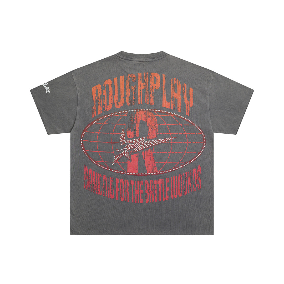 Rough Play Girls Just Wanna Play Rough Oversized Graphic Tee — Grey
