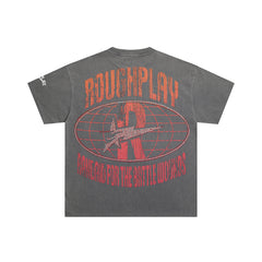Rough Play Girls Just Wanna Play Rough Oversized Graphic Tee — Grey