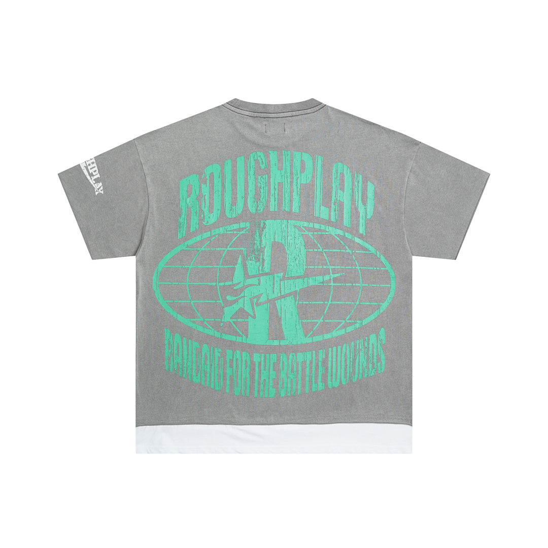 Rough Play The World Is Yours Casino Oversized Graphic Tee — Grey