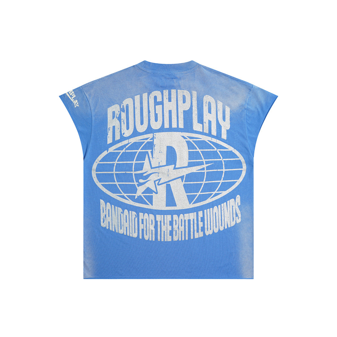 Rough Play Dark Knight Oversized Graphic Tee — Blue