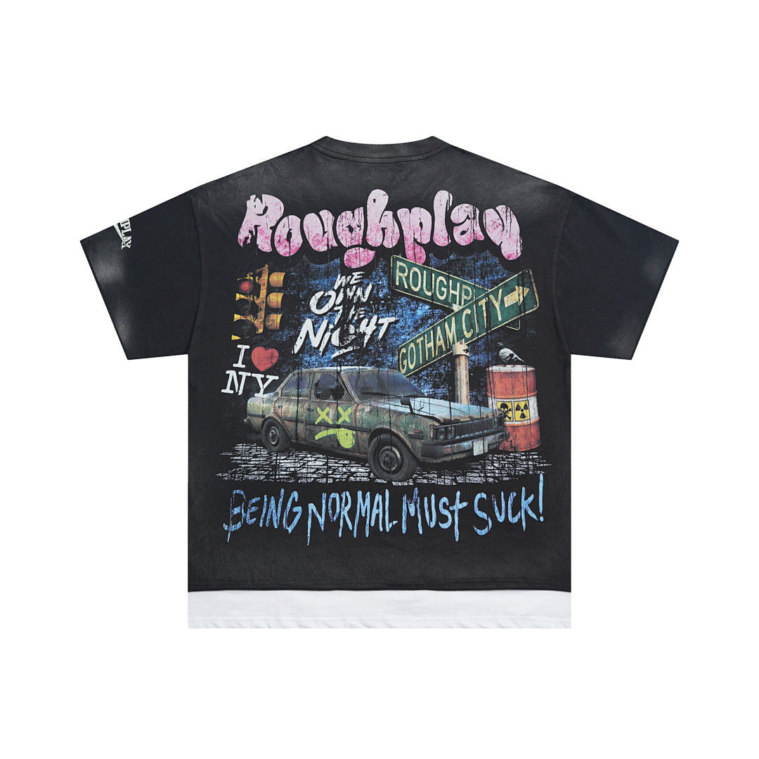 Rough Play We Own the Night Oversized Graphic Tee — Black