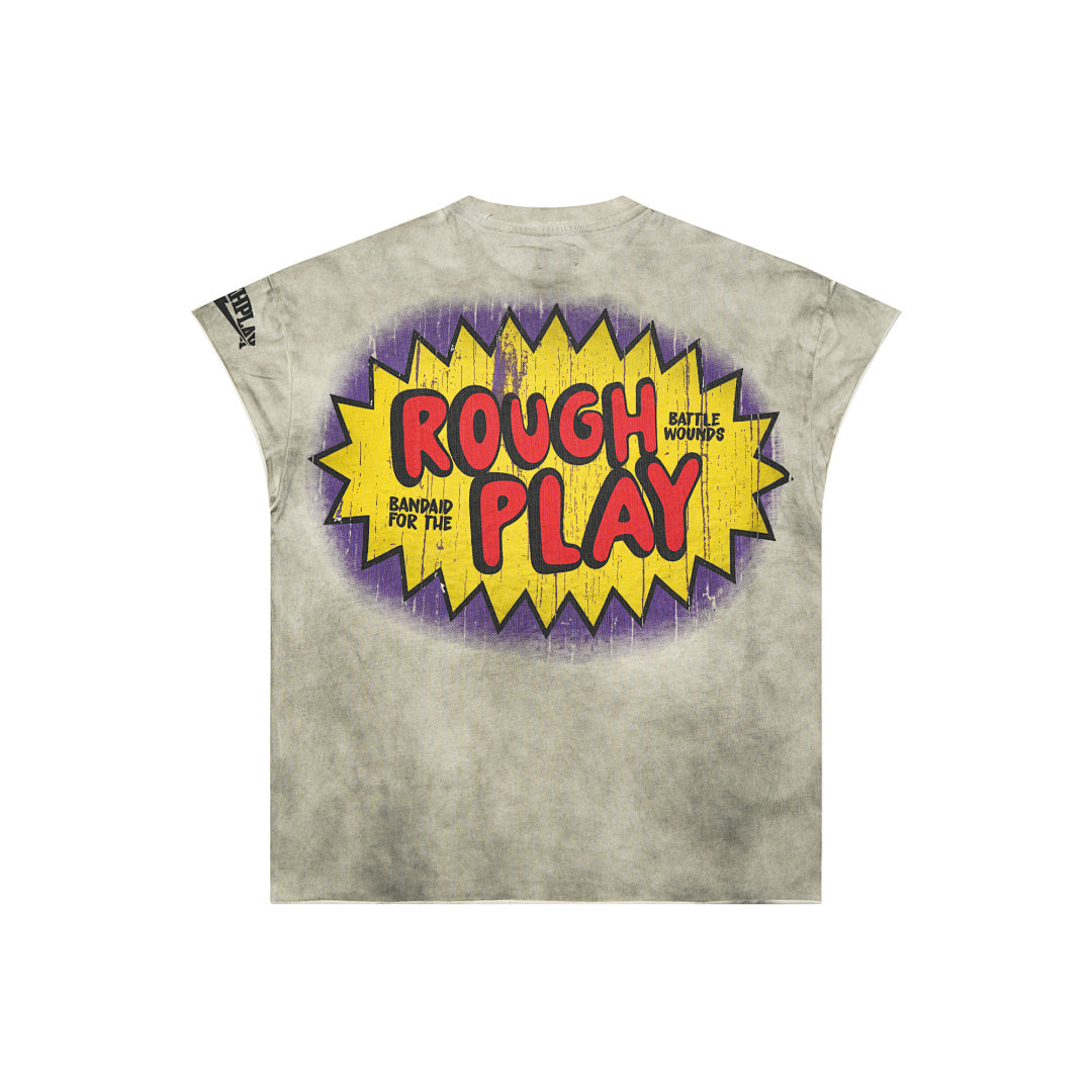 Rough Play The Losers Win Again Oversized Graphic Tee — Grey
