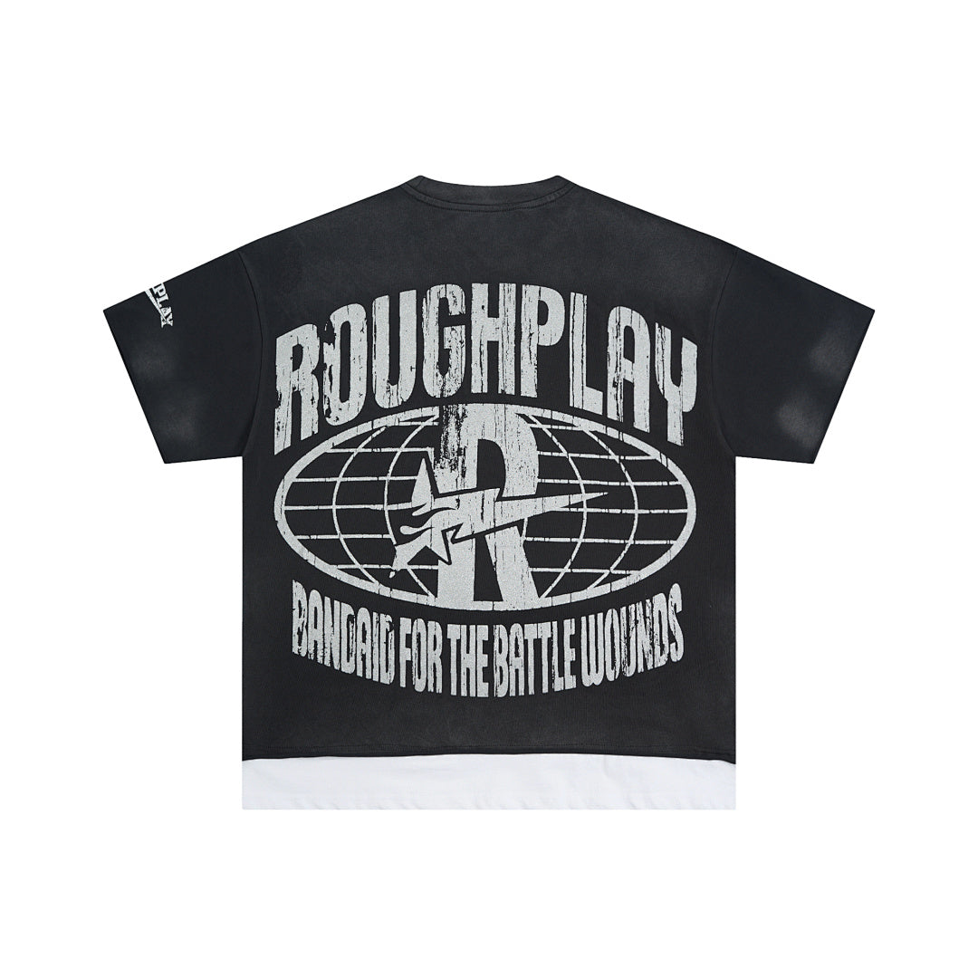 Rough Play Night Rider Oversized Graphic Tee — Black