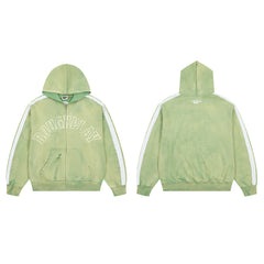 Rough Play Varsity Stripe Oversized Zip Hoodie