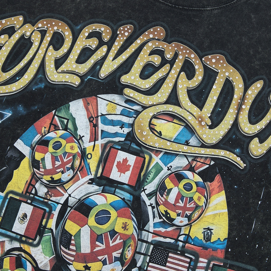 DUAA Forever Champions 1993 Oversized Graphic Tee — Washed Black