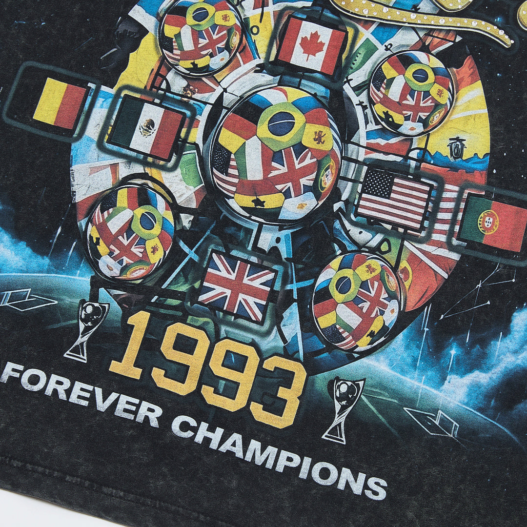 DUAA Forever Champions 1993 Oversized Graphic Tee — Washed Black