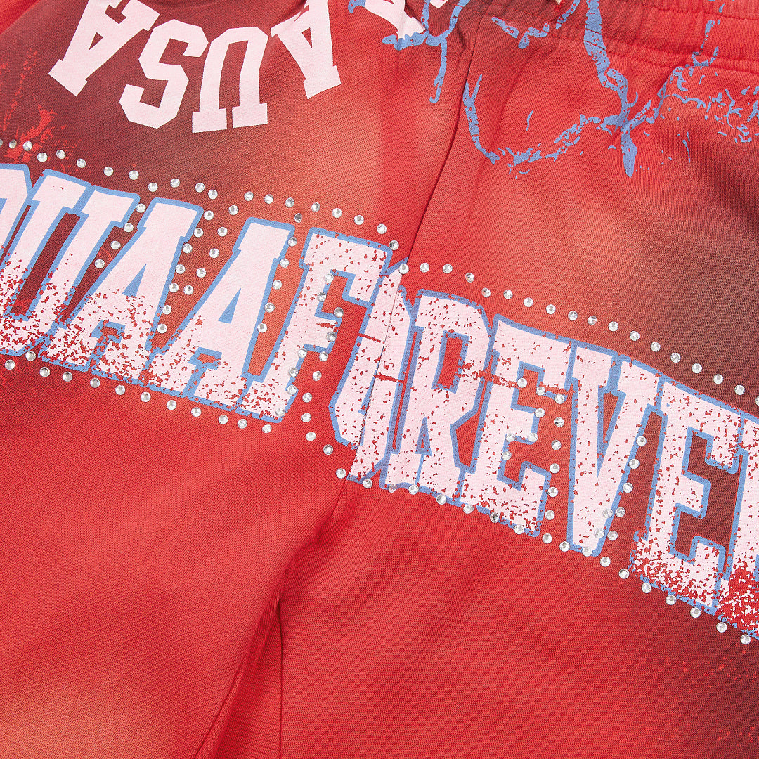 DUAA Forever Dream Graphic Sweatpants — Red