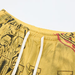DUAA California 1993 Tattoo Graphic Sweatpants — Washed Yellow