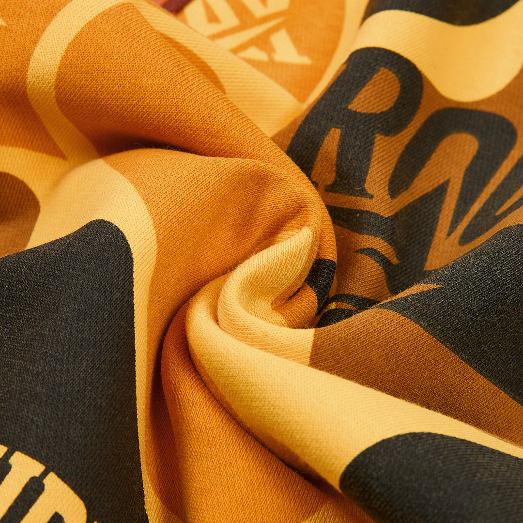 Rough Play Split Camo Oversized Zip Hoodie — Yellow / Orange