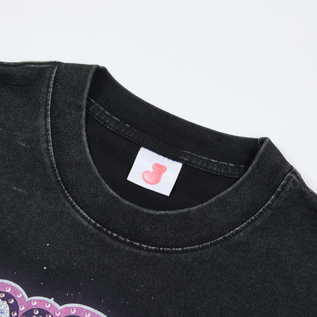 Jellybean Alien VR Oversized Graphic Tee — Washed Black