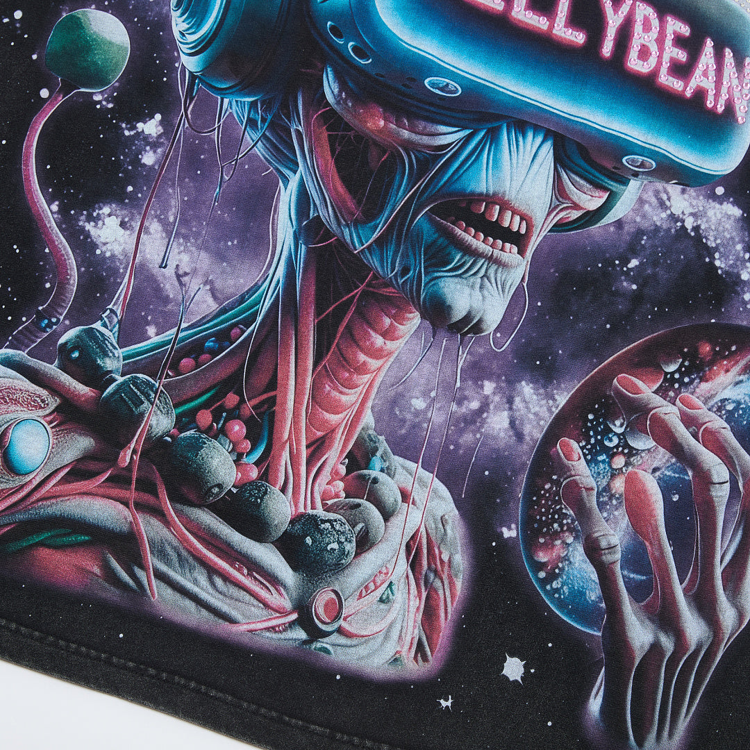 Jellybean Alien VR Oversized Graphic Tee — Washed Black