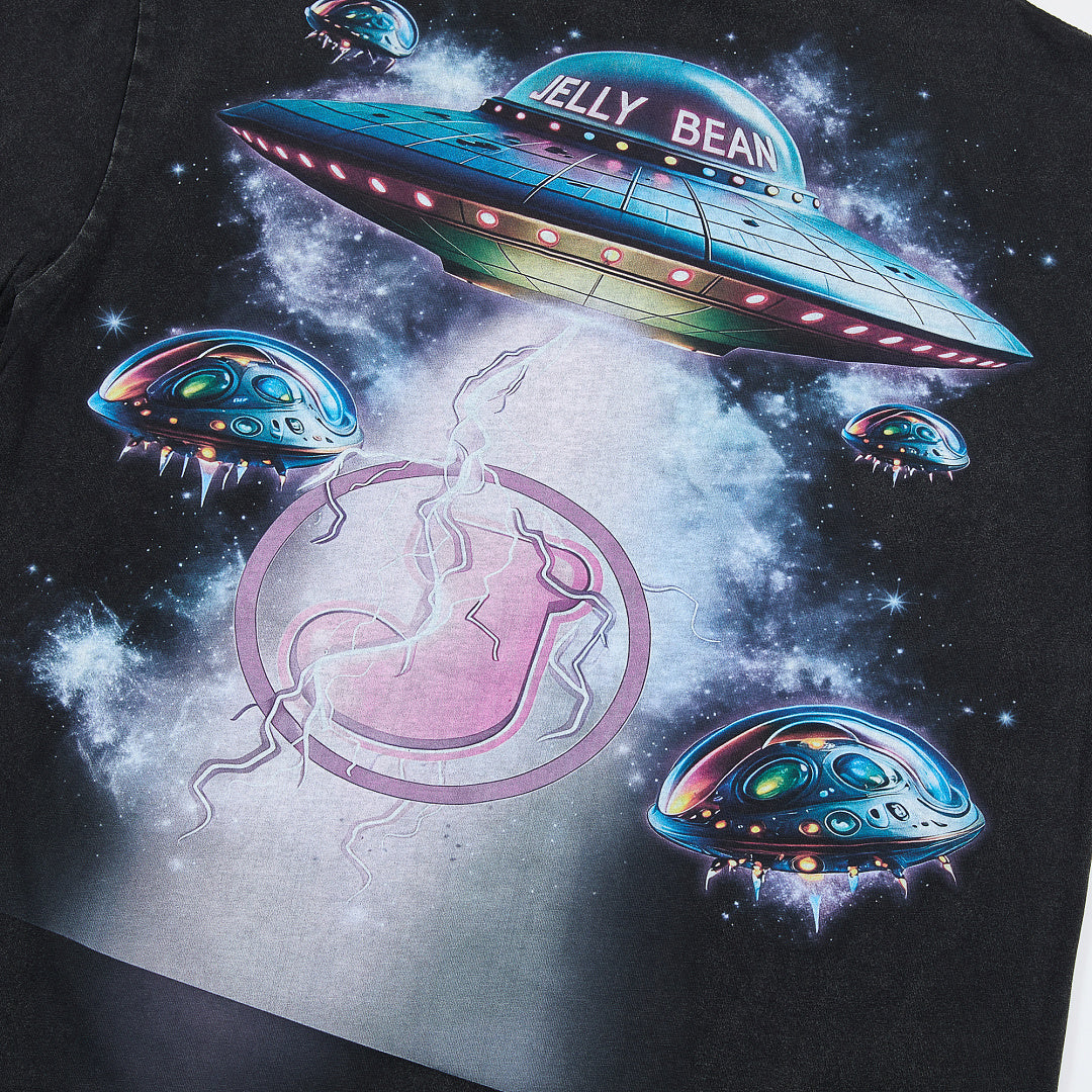 Jellybean Alien VR Oversized Graphic Tee — Washed Black