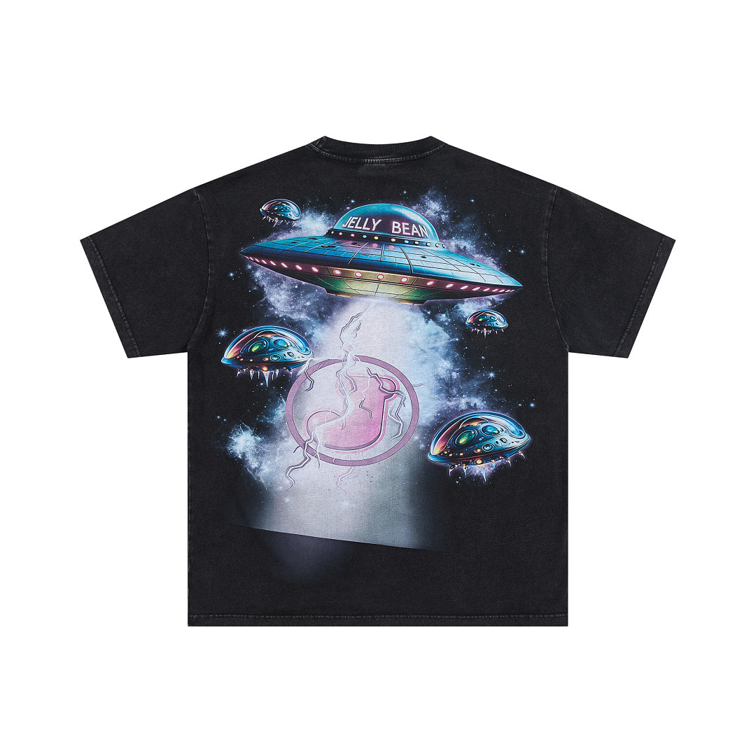 Jellybean Alien VR Oversized Graphic Tee — Washed Black