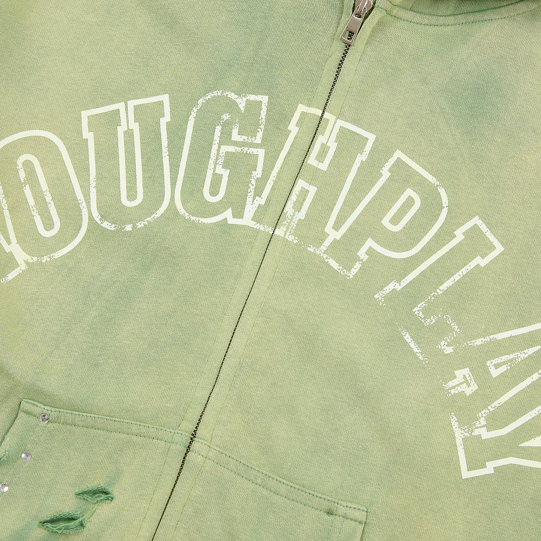 Rough Play Varsity Stripe Oversized Zip Hoodie