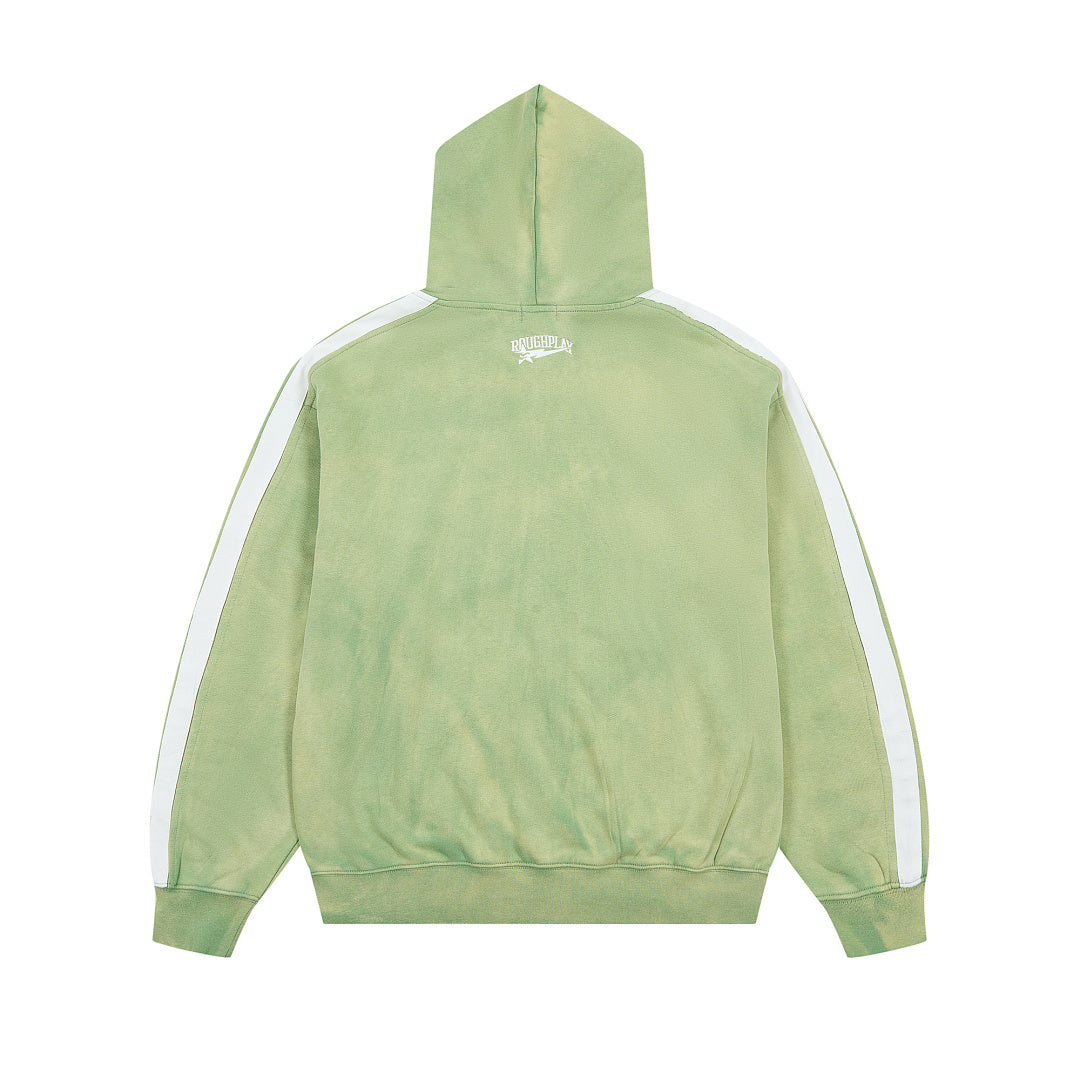 Rough Play Varsity Stripe Oversized Zip Hoodie