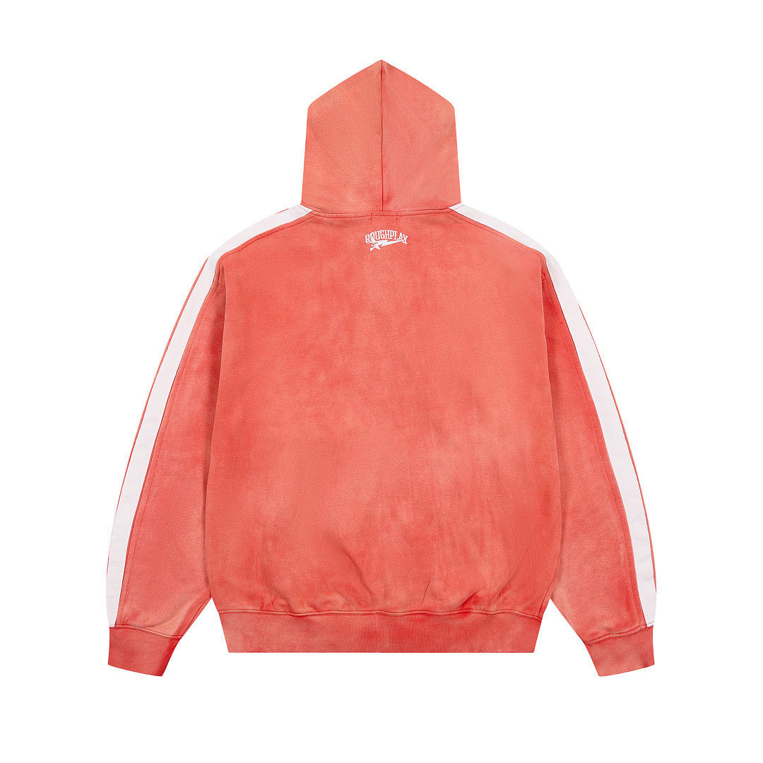 Rough Play Varsity Stripe Oversized Zip Hoodie