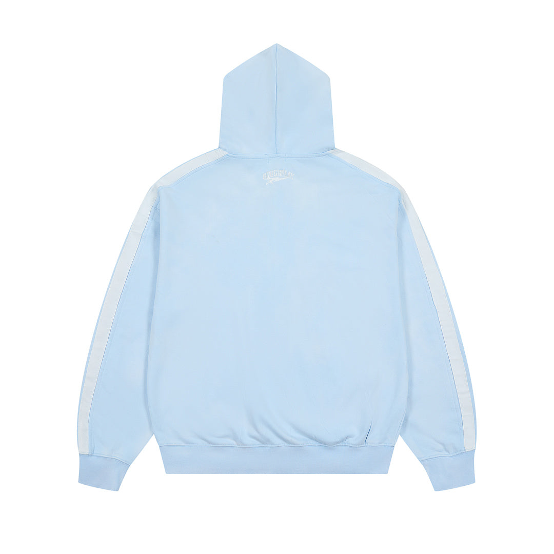 Rough Play Varsity Stripe Oversized Zip Hoodie