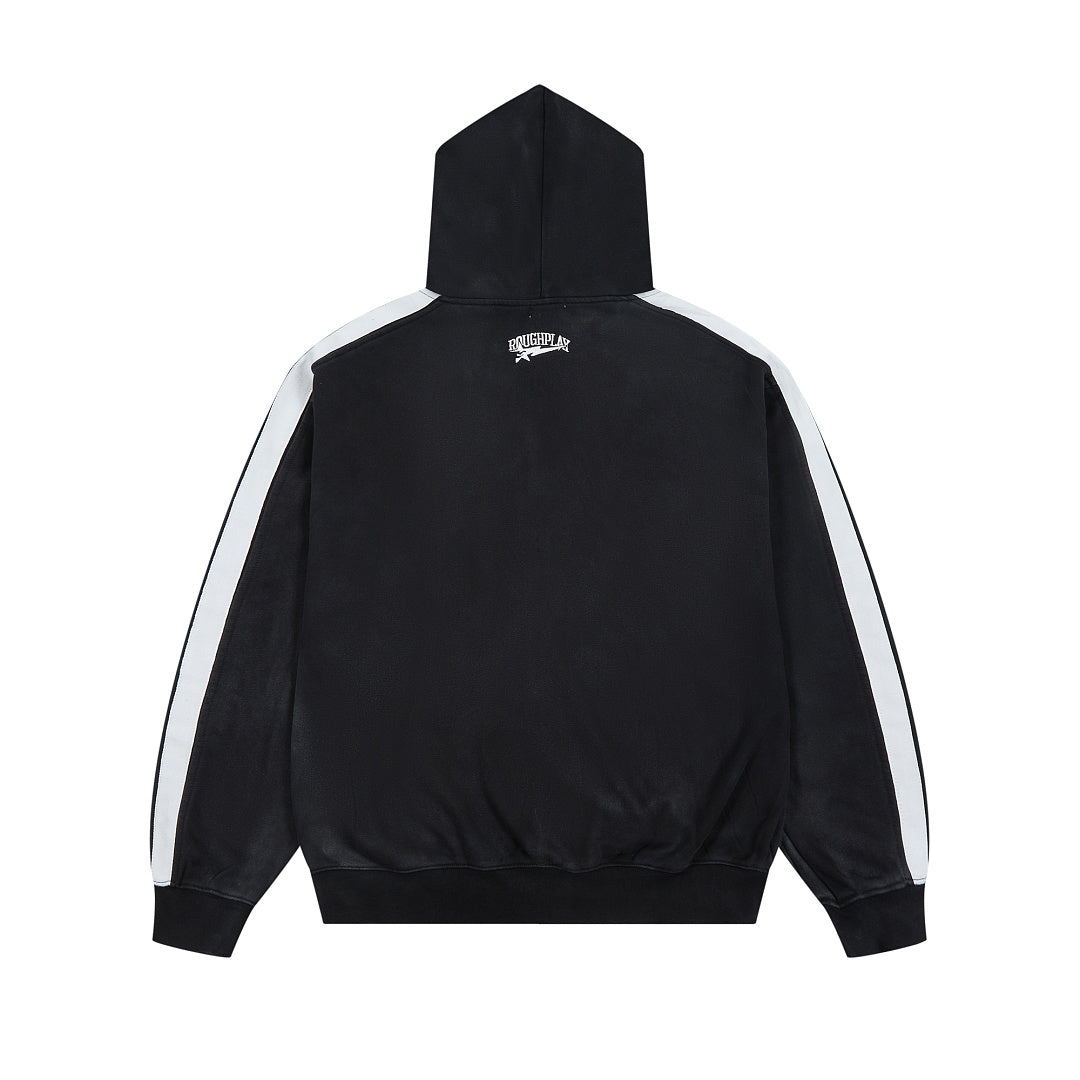 Rough Play Varsity Stripe Oversized Zip Hoodie
