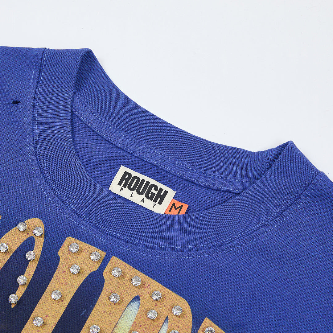 Rough Play Bandaid for the Battle Wounds Oversized Graphic Tee — Royal Blue