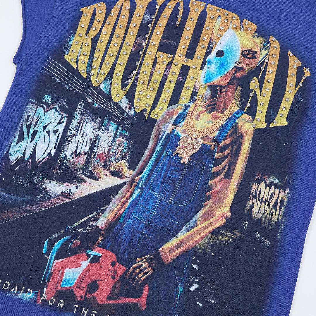 Rough Play Bandaid for the Battle Wounds Oversized Graphic Tee — Royal Blue