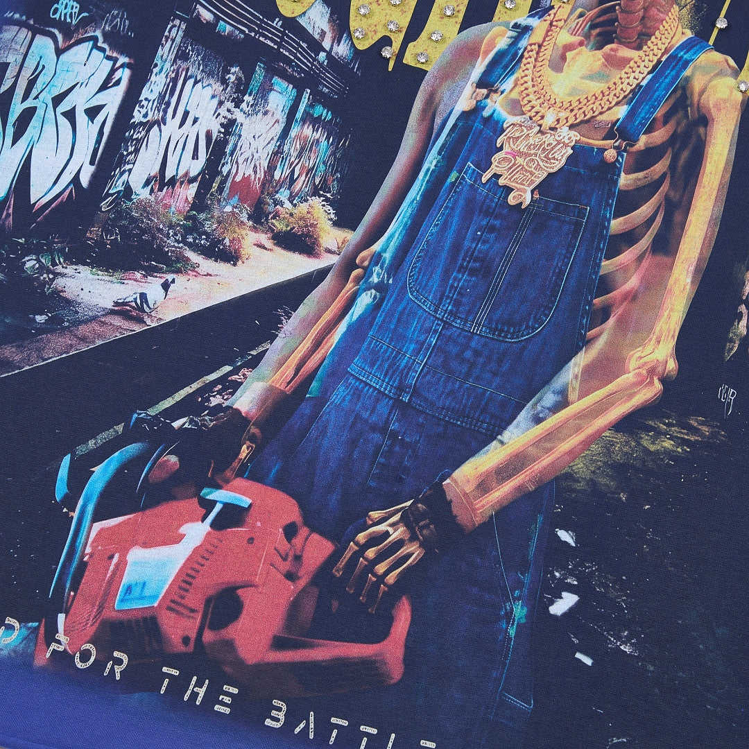 Rough Play Bandaid for the Battle Wounds Oversized Graphic Tee — Royal Blue