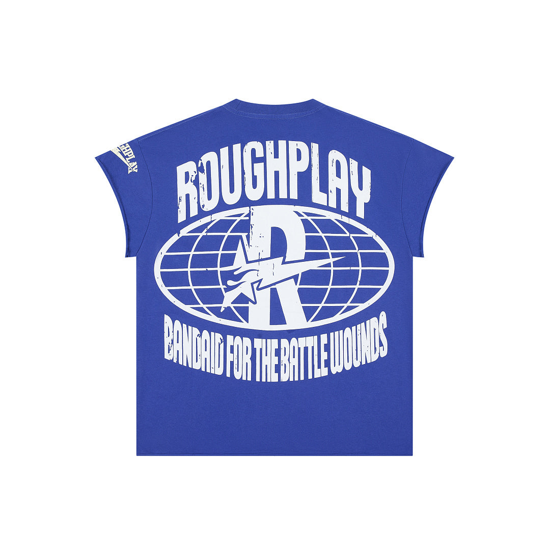 Rough Play Bandaid for the Battle Wounds Oversized Graphic Tee — Royal Blue