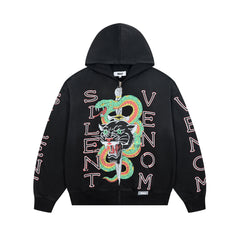 DUAA Silent Venom Oversized Zip Hoodie — Black