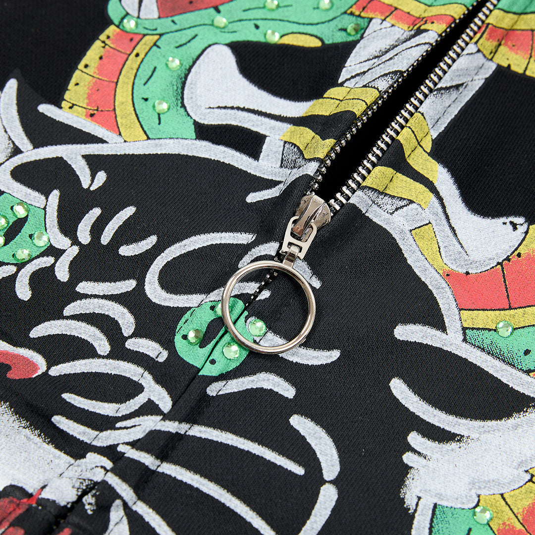 DUAA Silent Venom Oversized Zip Hoodie — Black