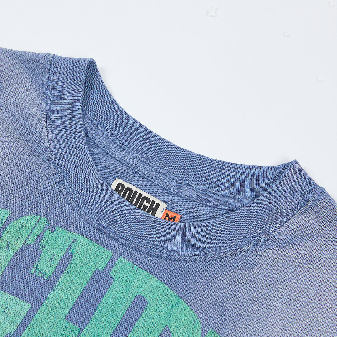 Rough Play Bandaid for the Battle Wounds Oversized Graphic Tee — Washed Blue