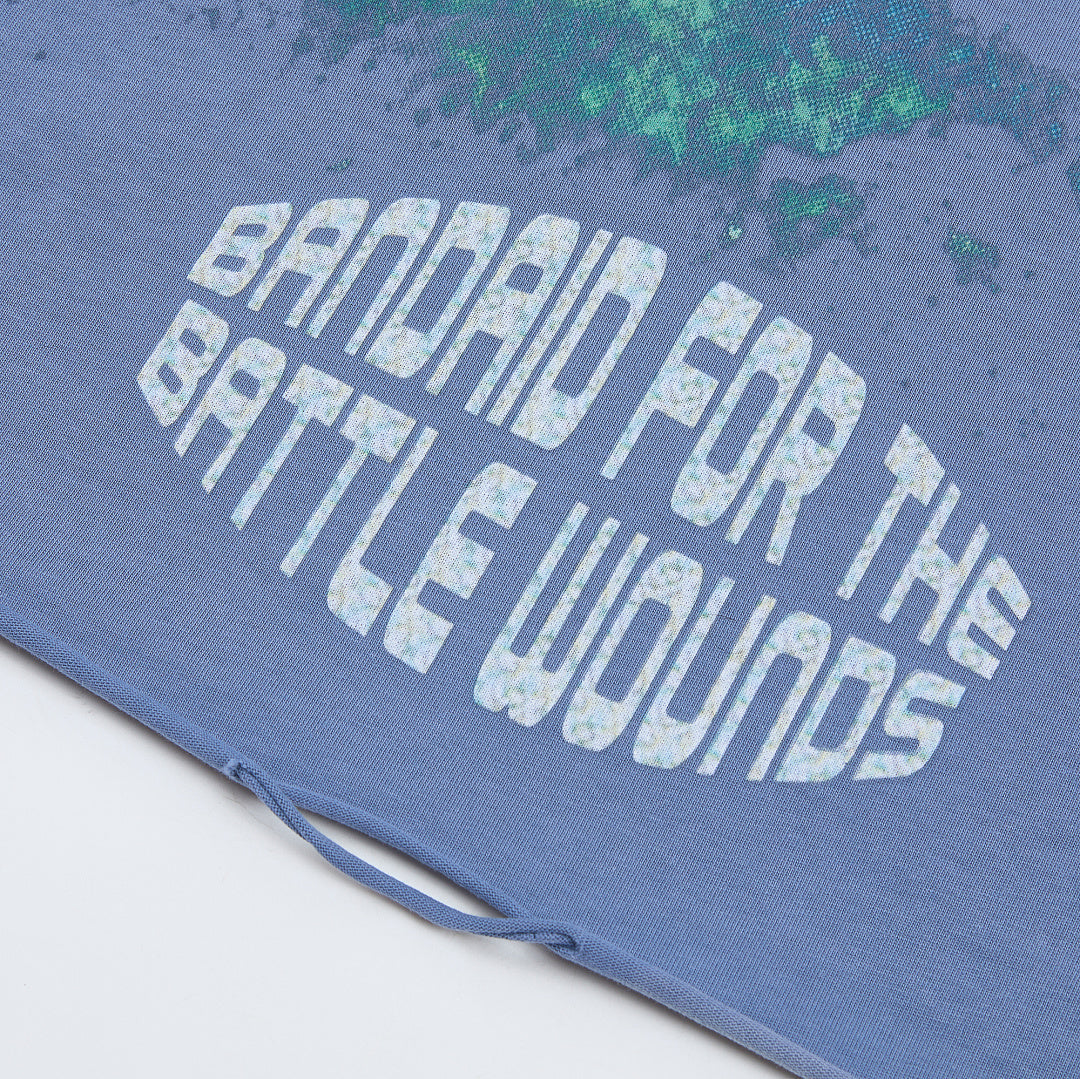 Rough Play Bandaid for the Battle Wounds Oversized Graphic Tee — Washed Blue